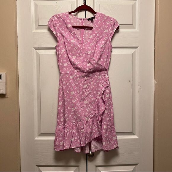 J. Crew Ruffle Front Softest Rayon Mini Dress Orchid 0 - Picture 2 of 7